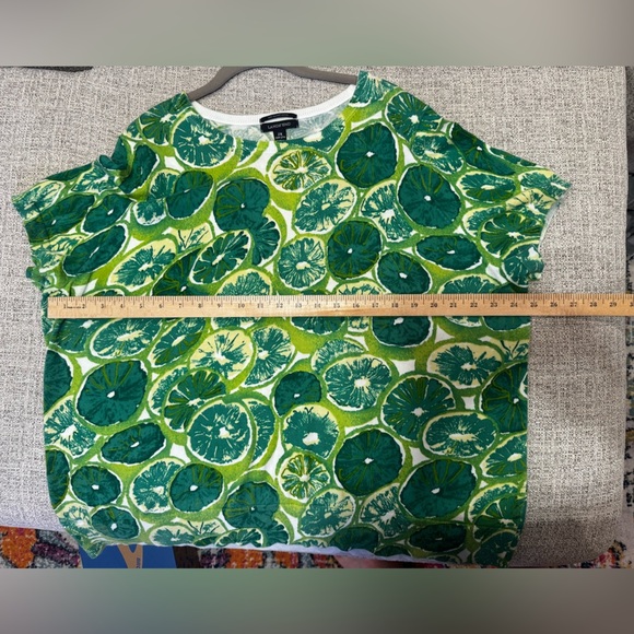 Lands’ End Short Sleeve Green Citrus Crew Neck Lightweight Sweater Plus Sz 2X - Picture 9 of 10